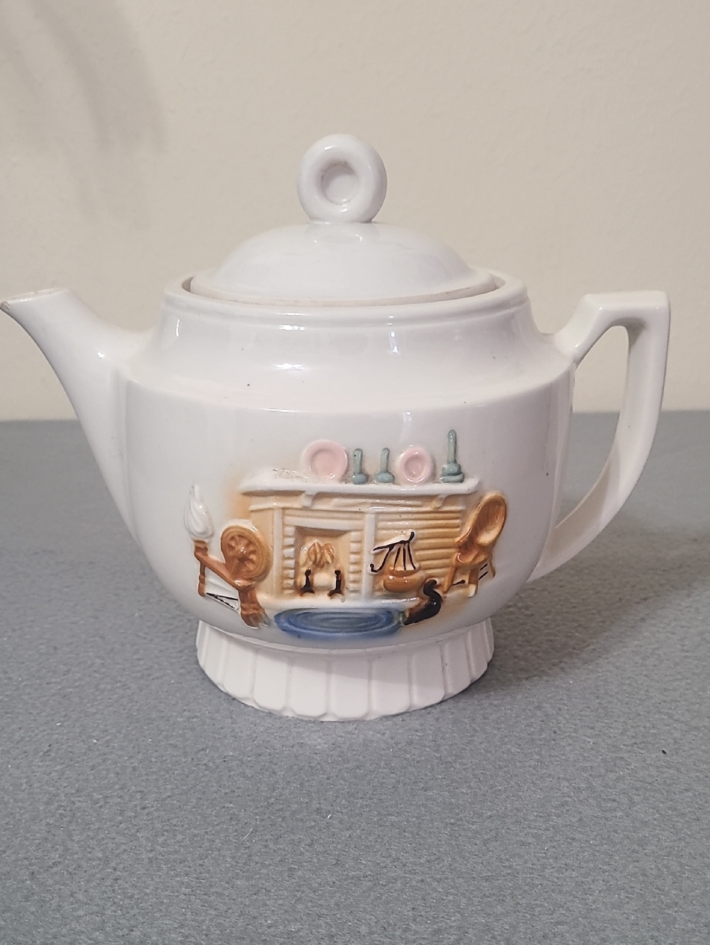 Vintage‎ Porcelier Hearth Scene Teapot - Hand Painted